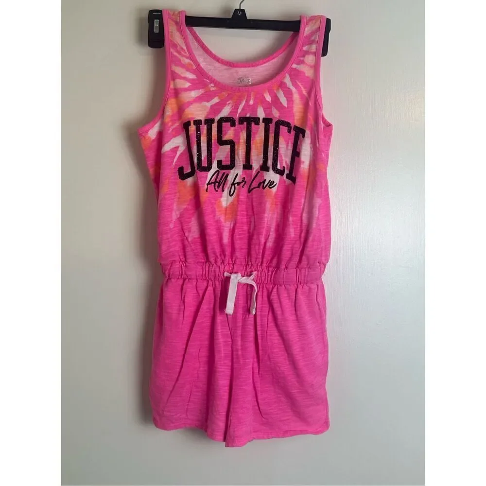 Justice girls’ bright pink romper size large